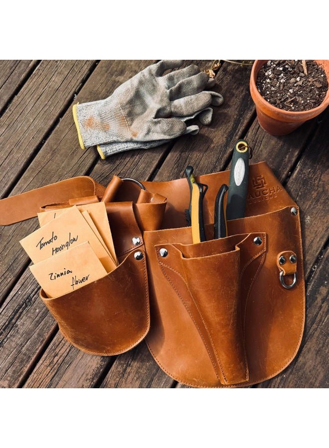 Gaucha Designs Leather Garden Tool Belt - Christmas Gardening gifts for women- Utility belt -Tool Organizer Holster Pouch -Gift for Gardener & Florist toolbelt- Gardening tools apron -Womens tool belt - Garden Belt - Image 4