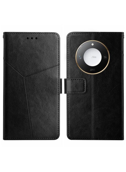 جراب هاتف Honor X9c الذكي المصنوع من الجلد بتصميم على شكل حرف Y