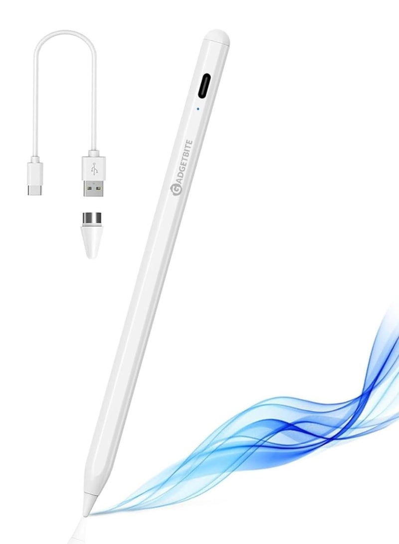 GadgetBite For Apple Pencil Stylus Pen Upgraded 2nd Gen Stylus for iPad 6 7 8 9 10 iPad Pro 11" 12.9" 3rd 4th 5th 6th iPad Mini 6th 5th Gen iPad Air 3rd 4th 5th Gen With Type C Charging Palm Rejection - Image 1