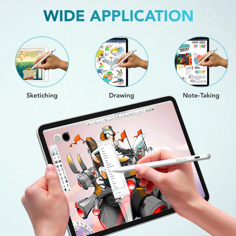 GadgetBite For Apple Pencil Stylus Pen Upgraded 2nd Gen Stylus for iPad 6 7 8 9 10 iPad Pro 11" 12.9" 3rd 4th 5th 6th iPad Mini 6th 5th Gen iPad Air 3rd 4th 5th Gen With Type C Charging Palm Rejection - Image 3