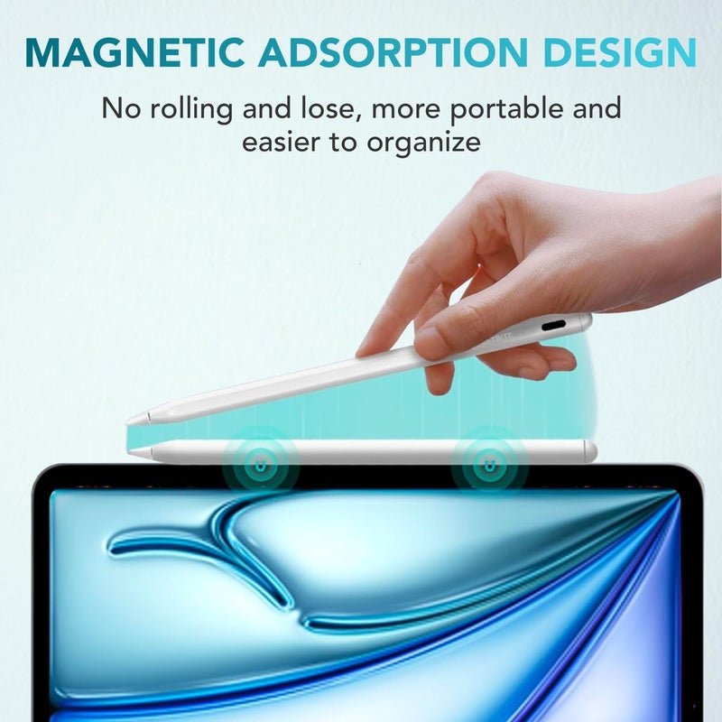 GadgetBite For Apple Pencil Stylus Pen Upgraded 2nd Gen Stylus for iPad 6 7 8 9 10 iPad Pro 11" 12.9" 3rd 4th 5th 6th iPad Mini 6th 5th Gen iPad Air 3rd 4th 5th Gen With Type C Charging Palm Rejection - Image 4