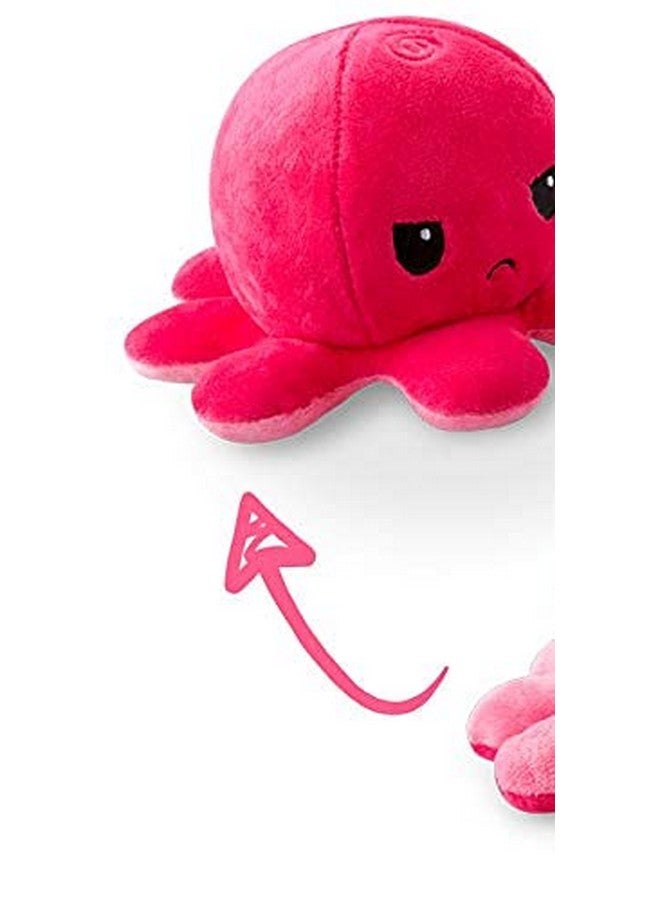 TeeTurtle - The Original Reversible Octopus Plushie - Light Pink + Dark Pink - Cute Sensory Fidget Stuffed Animals That Show Your Mood 4 inch - Image 2