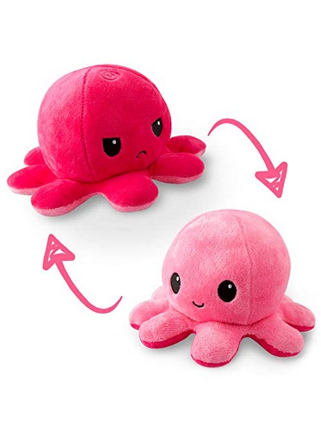 TeeTurtle - The Original Reversible Octopus Plushie - Light Pink + Dark Pink - Cute Sensory Fidget Stuffed Animals That Show Your Mood 4 inch - Image 1
