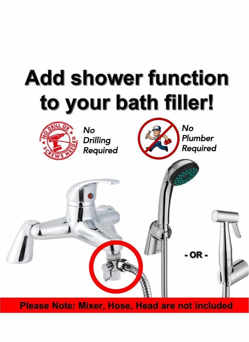 Generic Shower Attachment for Bath Taps Add Shower to Bath Filler, 28mm / 24mm Diverter, Shower Bath Bidet Attachment, Chrome M22 X M24/M28  - Image 2