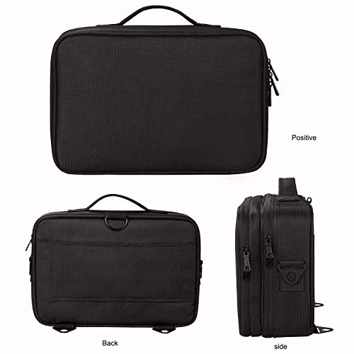 INOVERA (LABEL) Nylon Makeup Organizer Bag Professional Travel Cosmetic Bag Makeup Storage with Adjustable Compartment (Black, Medium (34L x 23B x 12H cm)) - Image 4