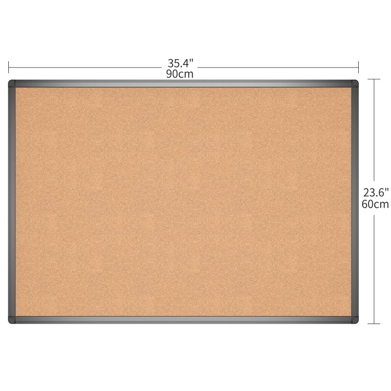VIZ-PRO Cork Notice Board, 36 X 24 Inches, Cork Bulletin Board with Black Aluminium Frame - Image 2