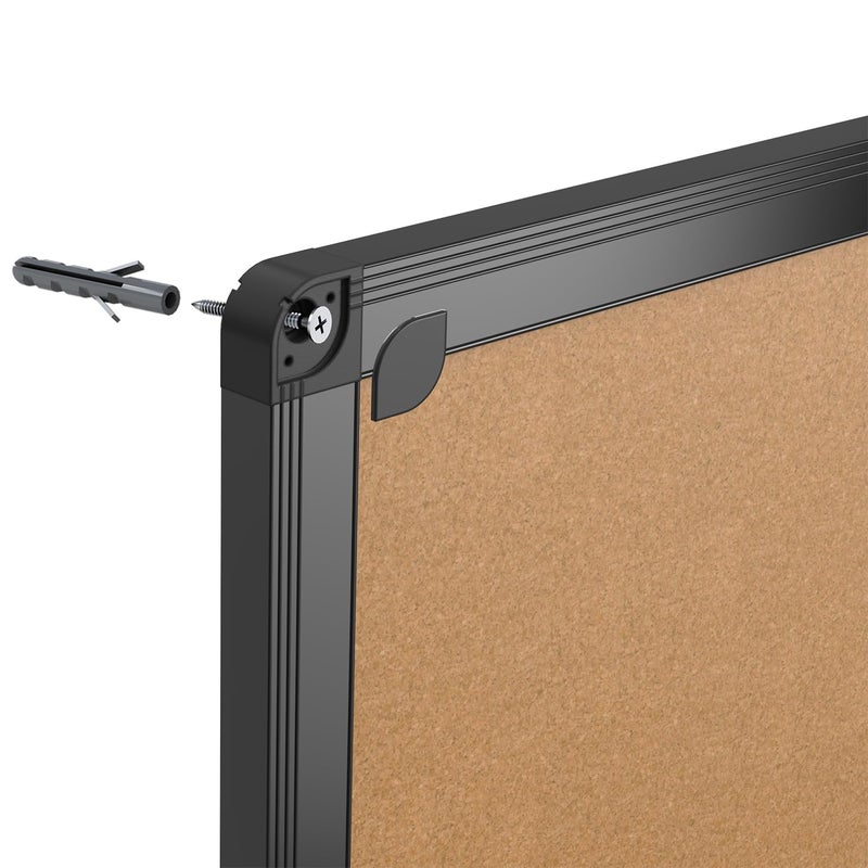 VIZ-PRO Cork Notice Board, 36 X 24 Inches, Cork Bulletin Board with Black Aluminium Frame - Image 4