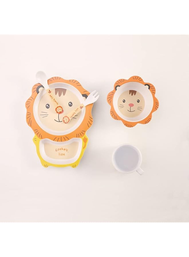 KASTWAVE 5Pcs/Set Kids Dinnerware Set Children Dishes Food Plate Bowl Cup Spoon Fork Set Natural Bamboo Fiber Dishware Bpa Free Dishwasher Safe - Image 5