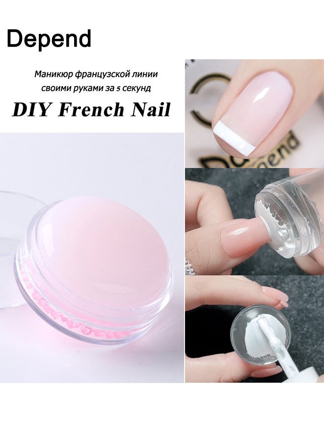 Depend Pink French Manicure Kit Silicone Nail Stamper, Clear Jelly Nail Stamper White Silicone Jelly Head French Tips Manicure Tools For Nail Art DIY Nail Decoration Accessories Nail Stamper Polish Gel - Image 3
