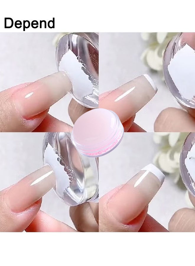 Depend Pink French Manicure Kit Silicone Nail Stamper, Clear Jelly Nail Stamper White Silicone Jelly Head French Tips Manicure Tools For Nail Art DIY Nail Decoration Accessories Nail Stamper Polish Gel - Image 4