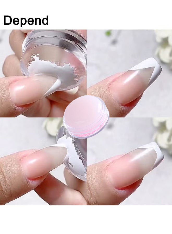 Depend Pink French Manicure Kit Silicone Nail Stamper, Clear Jelly Nail Stamper White Silicone Jelly Head French Tips Manicure Tools For Nail Art DIY Nail Decoration Accessories Nail Stamper Polish Gel - Image 5