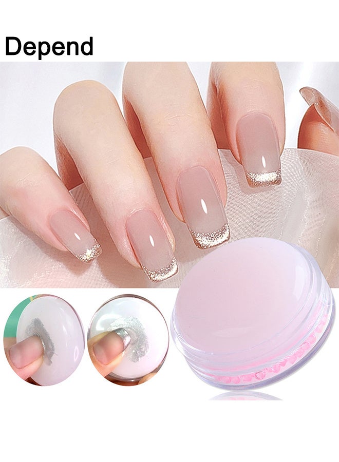 Depend Pink French Manicure Kit Silicone Nail Stamper, Clear Jelly Nail Stamper White Silicone Jelly Head French Tips Manicure Tools For Nail Art DIY Nail Decoration Accessories Nail Stamper Polish Gel - Image 1