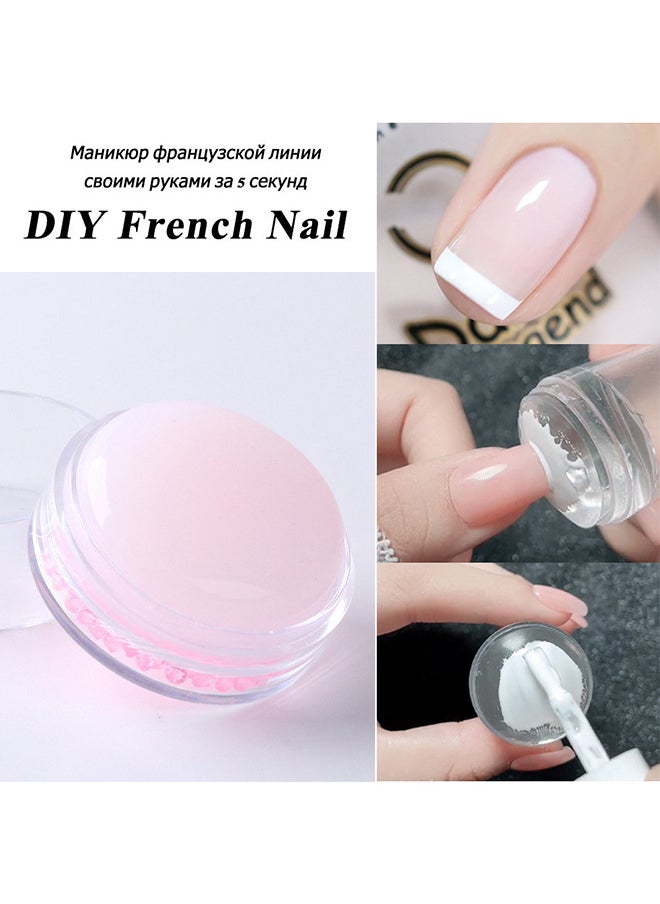 Depend Pink French Manicure Kit Silicone Nail Stamper, Clear Jelly Nail Stamper White Silicone Jelly Head French Tips Manicure Tools For Nail Art DIY Nail Decoration Accessories Nail Stamper Polish Gel  - Image 3