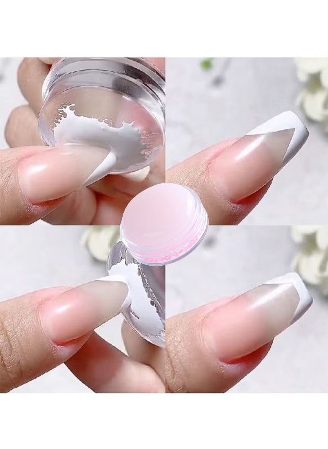 Depend Pink French Manicure Kit Silicone Nail Stamper, Clear Jelly Nail Stamper White Silicone Jelly Head French Tips Manicure Tools For Nail Art DIY Nail Decoration Accessories Nail Stamper Polish Gel  - Image 5