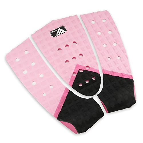AQUBONA 3 Piece Stomp Pad Surfboard EVA Traction Pad Adhesive Professional Tail Pad/Applies All Boards - Surfboards, Shortboards, Longboards, Skimboards/Multiple Color Choices (Pink Black) - Image 4