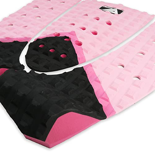 AQUBONA 3 Piece Stomp Pad Surfboard EVA Traction Pad Adhesive Professional Tail Pad/Applies All Boards - Surfboards, Shortboards, Longboards, Skimboards/Multiple Color Choices (Pink Black) - Image 3