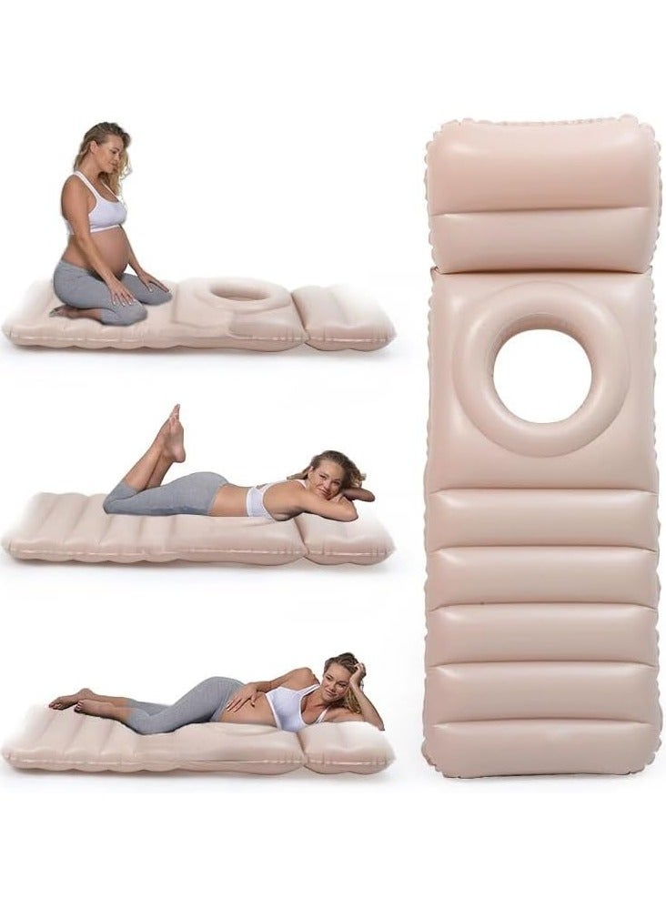 XiuWoo Inflatable Maternity Pillow Raft, Airbed Pregnancy Pool Float, Full Body Pregnancy Pad, Portable Sleeping Pad, Swimming Floating bed with Belly Hole - Image 1
