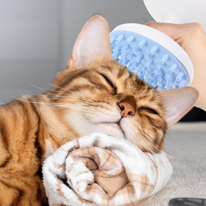 Blue Pet Grooming Brush and Massage Comb for Cats Dogs Hair Removal Bathing Tool - Image 5