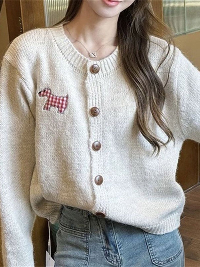 YUNIQEE كارديجان أبيض سادة بياقة دائرية - Image 1