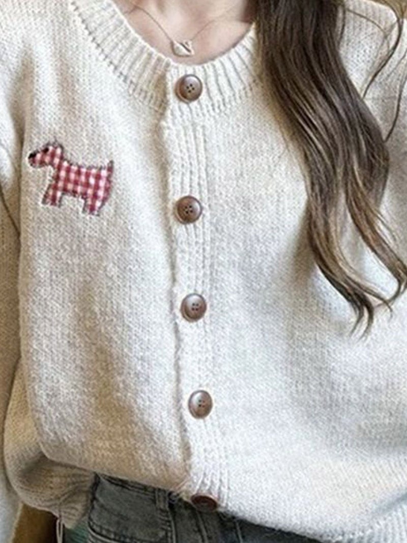YUNIQEE كارديجان أبيض سادة بياقة دائرية - Image 2