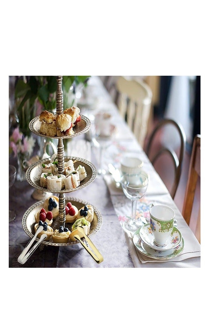 روكاوات 6pcs الجليد ملقط السكر المصغر 4.25 بوصة لخدمة طعام صغير التقديم ، ملقط المطبخ للمقبلات ، حزب الشاي ، بار المقهى ، الحلويات بواسطة Sunenlyst (الفضة والذهبية) - Image 2