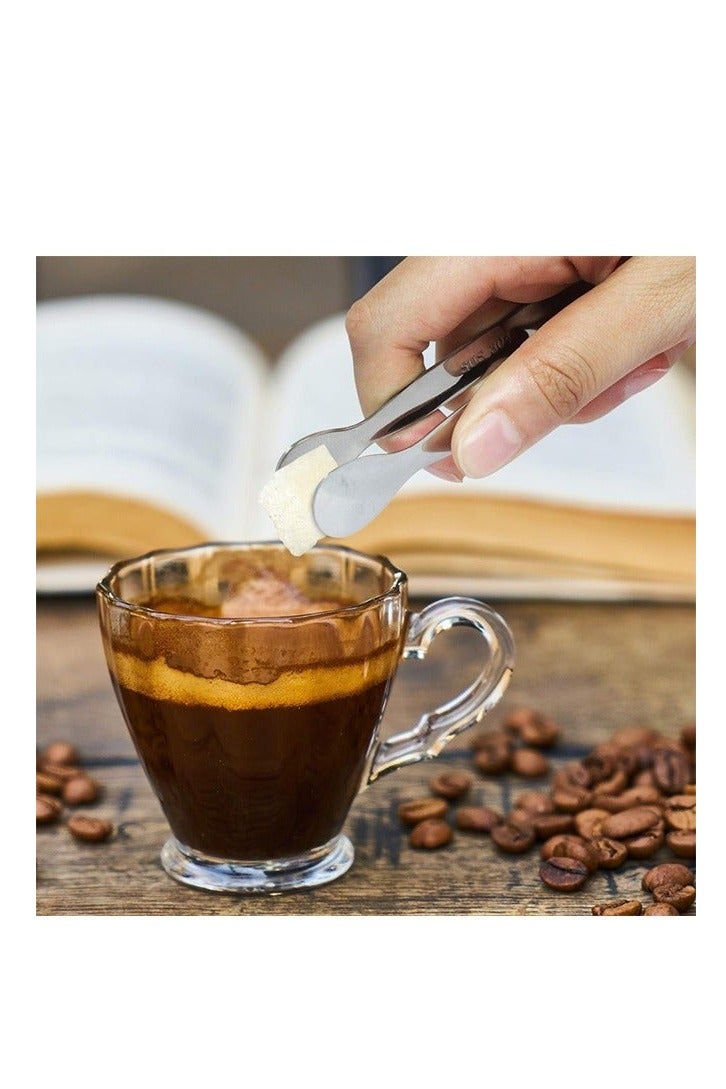 روكاوات 6pcs الجليد ملقط السكر المصغر 4.25 بوصة لخدمة طعام صغير التقديم ، ملقط المطبخ للمقبلات ، حزب الشاي ، بار المقهى ، الحلويات بواسطة Sunenlyst (الفضة والذهبية) - Image 3