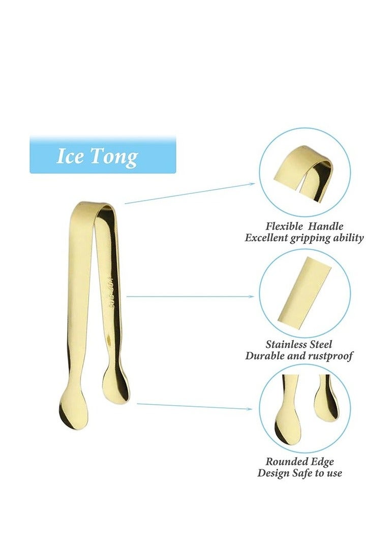 روكاوات 6pcs الجليد ملقط السكر المصغر 4.25 بوصة لخدمة طعام صغير التقديم ، ملقط المطبخ للمقبلات ، حزب الشاي ، بار المقهى ، الحلويات بواسطة Sunenlyst (الفضة والذهبية) - Image 4