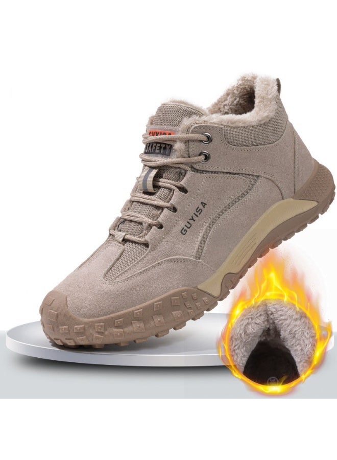 GUYISA Mens Winter Lightweight Soft Anti-smash Steel Head Non-slip Work Shoes Wear-resistant Anti-stabbing Protective Safety Shoes - Image 1