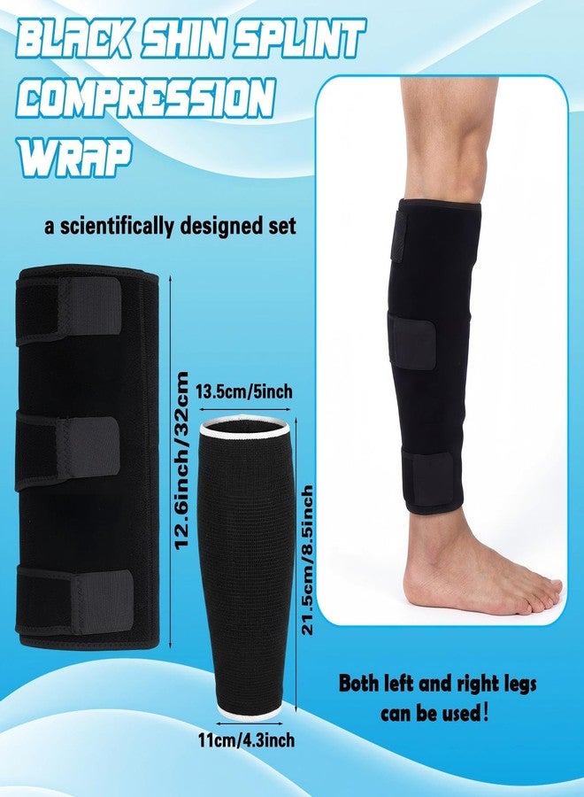Bunnycool 2 Pack Calf Protection Combination, Calf Compression Sleeve, Shin Splint Compression Sleeve, Adjustable Calves Support Brace Black Men Women for Fitness Running Swelling Hiking Training - Image 2