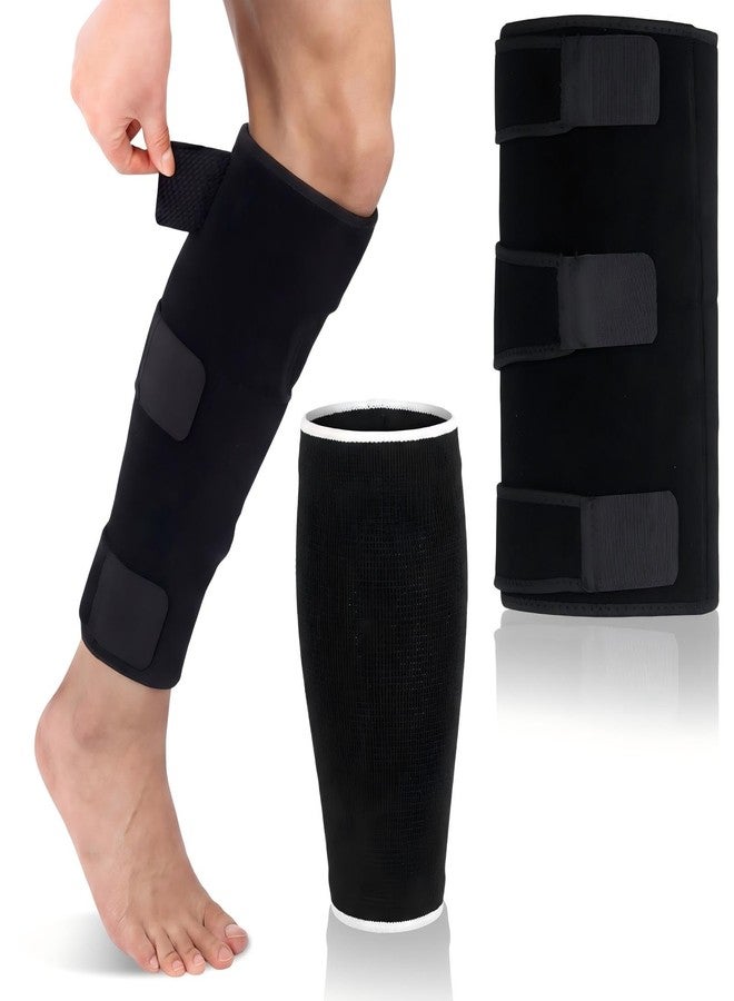 Bunnycool 2 Pack Calf Protection Combination, Calf Compression Sleeve, Shin Splint Compression Sleeve, Adjustable Calves Support Brace Black Men Women for Fitness Running Swelling Hiking Training - Image 1