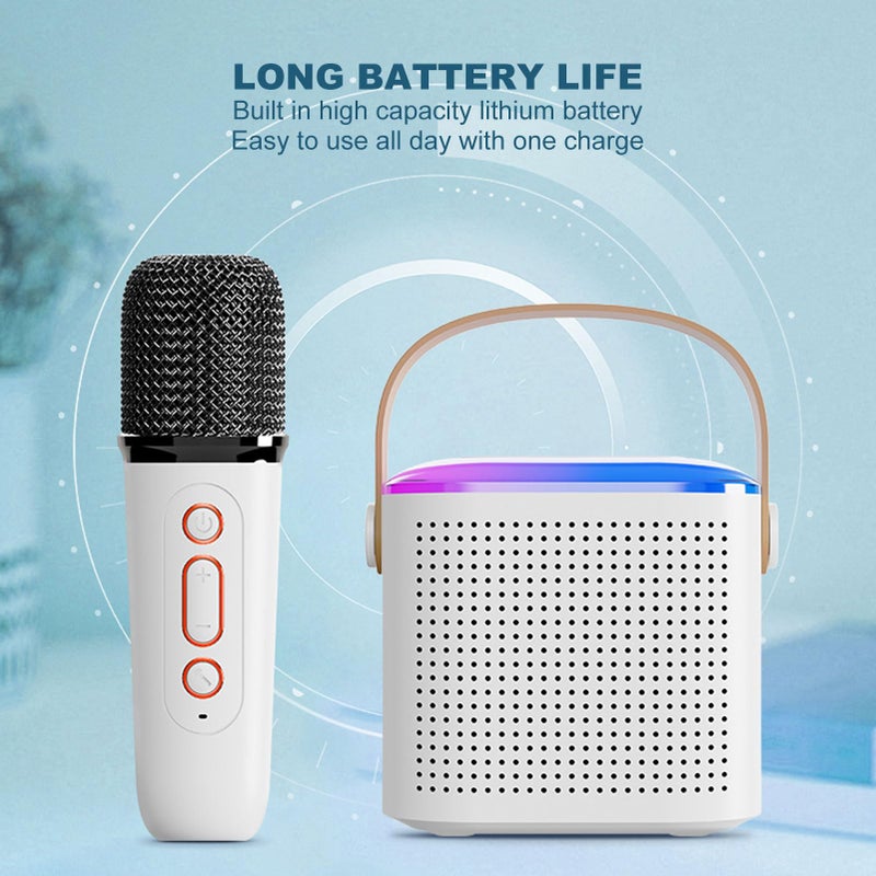Pink Portable Karaoke Machine With Wireless Microphone Bluetooth Speaker RGB Lights For Home Party - Image 5