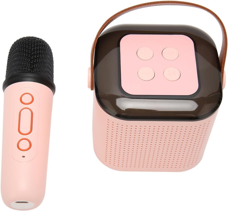 Pink Portable Karaoke Machine With Wireless Microphone Bluetooth Speaker RGB Lights For Home Party - Image 1