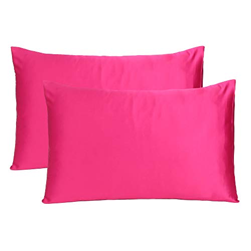 Oussum Satin Silk Pillowcase Pillow Case Covers with Envelop Closure for Hair and Skin Home Bed Decor Set of 2 Pillowcase Free 3 pcs scrunchies (King, Pink) - Image 2