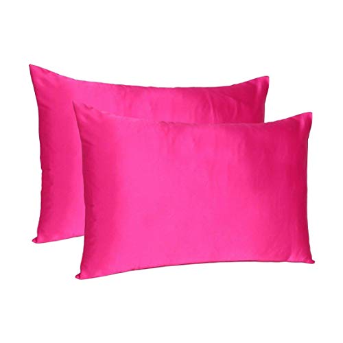 Oussum Satin Silk Pillowcase Pillow Case Covers with Envelop Closure for Hair and Skin Home Bed Decor Set of 2 Pillowcase Free 3 pcs scrunchies (King, Pink) - Image 1