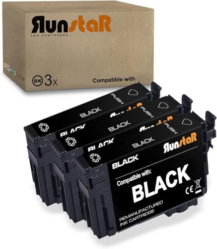 Run Star Remanufactured for 200XL Black Ink Cartridge Replacement for Epson 200XL T200XL T200 for Expression Home XP200 XP300 XP310 XP400 XP410 Workforce WF2520 WF2530 WF2540 Printer 3 Black - Image 1