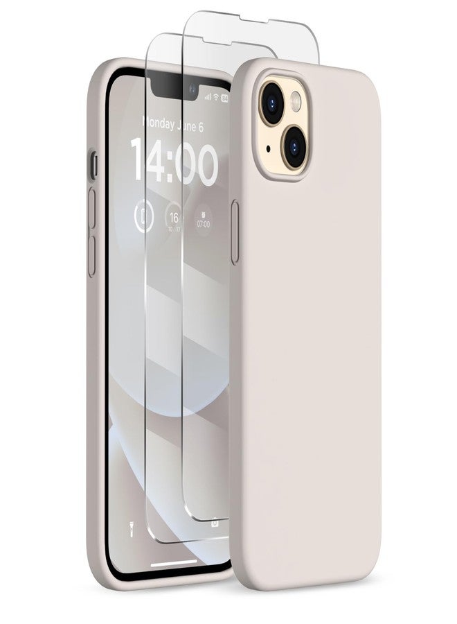 جراب سيليكون من COFFKER مصمم خصيصًا لهاتف iPhone 14 Plus، مع واقيين للشاشة، وغطاء حماية كامل مقاوم للصدمات، وجراب سيليكون سائل رفيع وخفيف الوزن لهاتف iPhone 14 Plus مقاس 6.7 بوصة، لون حجري. - Image 1