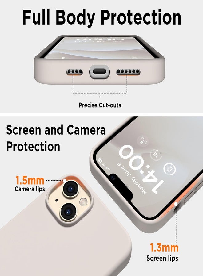 جراب سيليكون من COFFKER مصمم خصيصًا لهاتف iPhone 14 Plus، مع واقيين للشاشة، وغطاء حماية كامل مقاوم للصدمات، وجراب سيليكون سائل رفيع وخفيف الوزن لهاتف iPhone 14 Plus مقاس 6.7 بوصة، لون حجري. - Image 3
