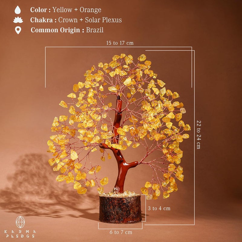 KARMAPLEDGE Crystal Tree Gifts for Women, Chakra Healing Citrine Crystals Handmade Tree of Life for Home and Office Desk Decoration, Reiki Healing, Good Luck, Positive Energy, Money, Birthday Gifts - Image 3