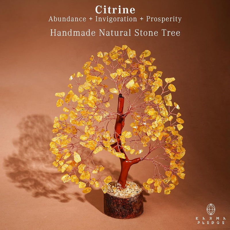 KARMAPLEDGE Crystal Tree Gifts for Women, Chakra Healing Citrine Crystals Handmade Tree of Life for Home and Office Desk Decoration, Reiki Healing, Good Luck, Positive Energy, Money, Birthday Gifts - Image 2