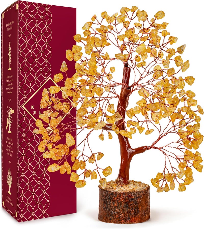 KARMAPLEDGE Crystal Tree Gifts for Women, Chakra Healing Citrine Crystals Handmade Tree of Life for Home and Office Desk Decoration, Reiki Healing, Good Luck, Positive Energy, Money, Birthday Gifts - Image 1
