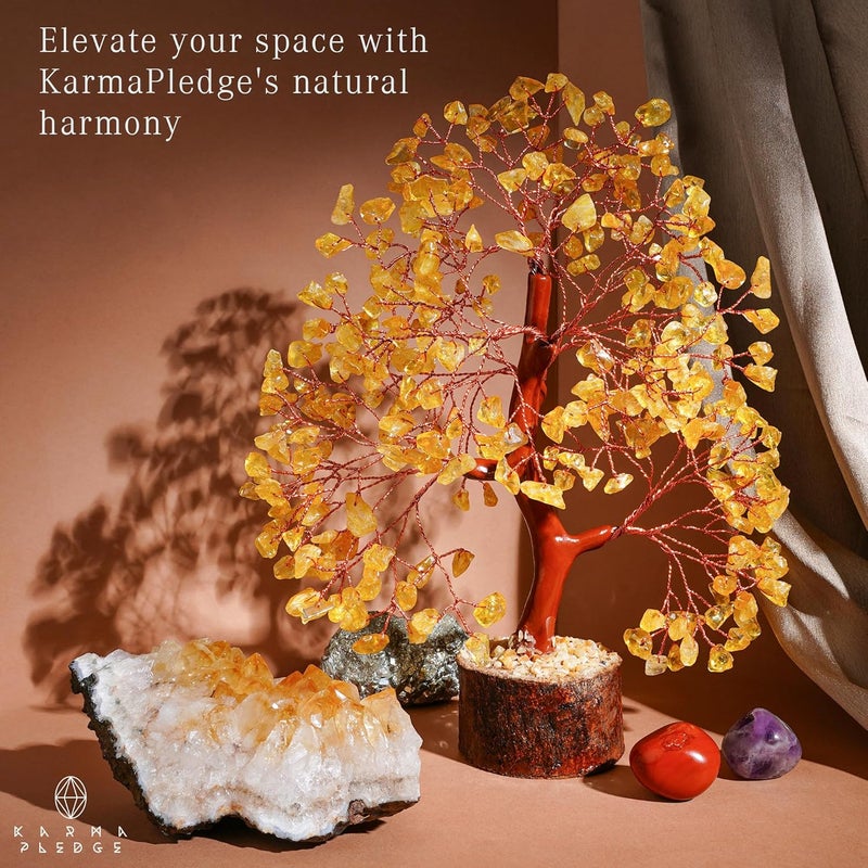 KARMAPLEDGE Crystal Tree Gifts for Women, Chakra Healing Citrine Crystals Handmade Tree of Life for Home and Office Desk Decoration, Reiki Healing, Good Luck, Positive Energy, Money, Birthday Gifts - Image 4