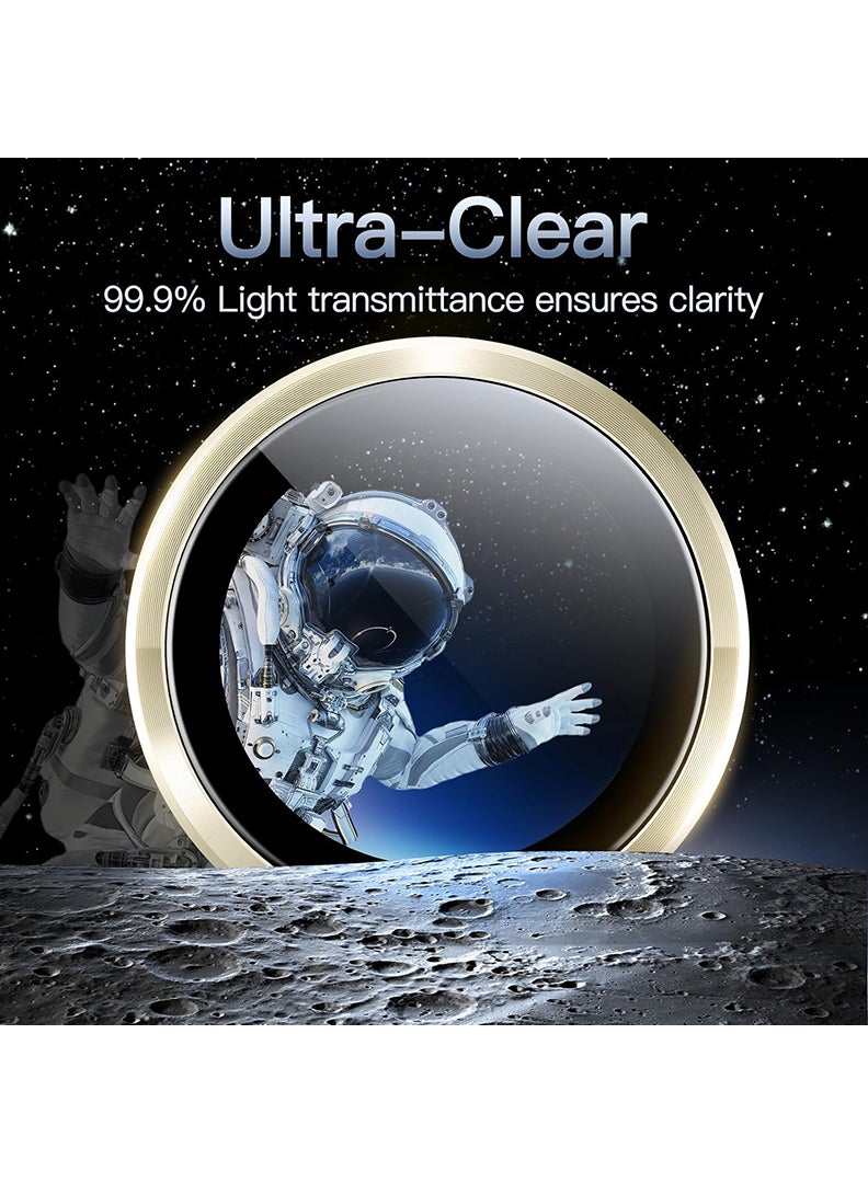 Theodor iPhone 13/ 13 Mini 2 Pcs Camera Lens Protector With 9H Tempered HD Glass Camera Cover Anti Scratch Aluminum Alloy Camera Ring, Gold - Image 5
