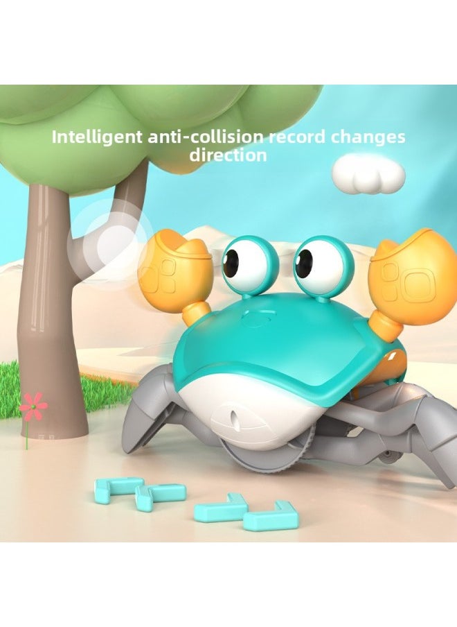Children's Electric Automatic Induction Crab 2-year-old Baby Baby Toy Boys And Girls 3-6 Above Simulation Will Crawl-Color:[Acousto-optic Electric Induction] Crab-Blue❤Charging Version-send Gift Box  - Image 3