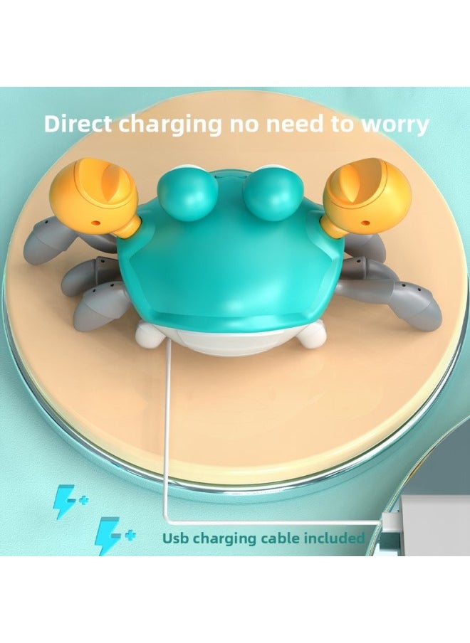 Children's Electric Automatic Induction Crab 2-year-old Baby Baby Toy Boys And Girls 3-6 Above Simulation Will Crawl-Color:[Acousto-optic Electric Induction] Crab-Blue❤Charging Version-send Gift Box  - Image 5