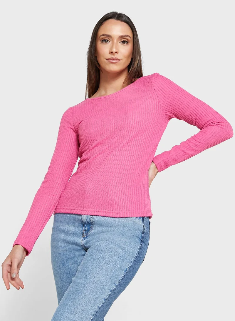 Jacqueline de Yong Boat Neck Knitted Top
