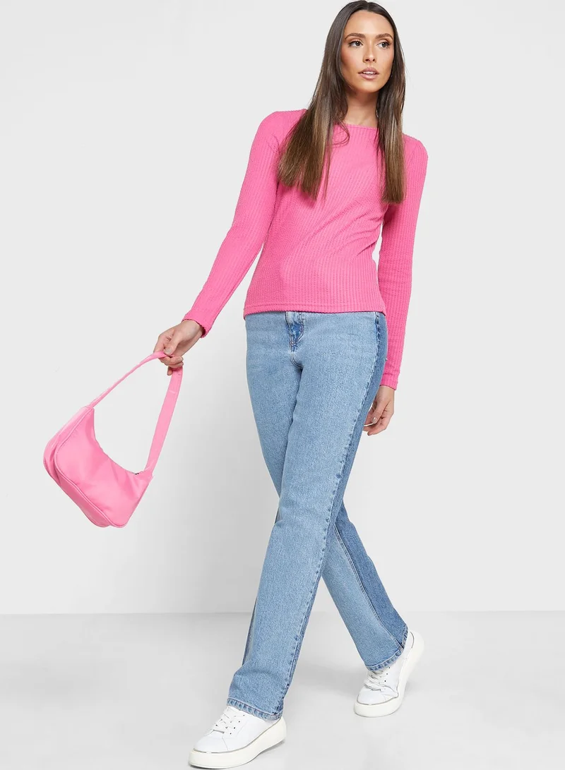Jacqueline de Yong Boat Neck Knitted Top