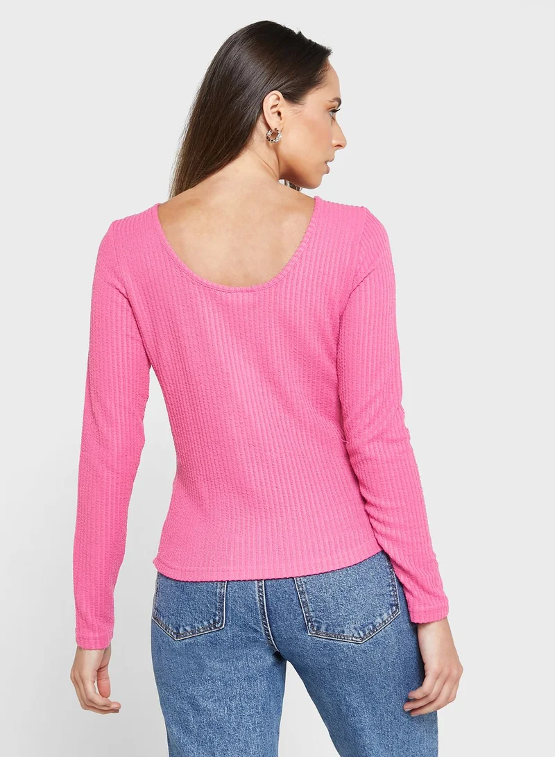 Jacqueline de Yong Boat Neck Knitted Top