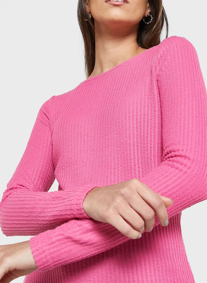 Jacqueline de Yong Boat Neck Knitted Top