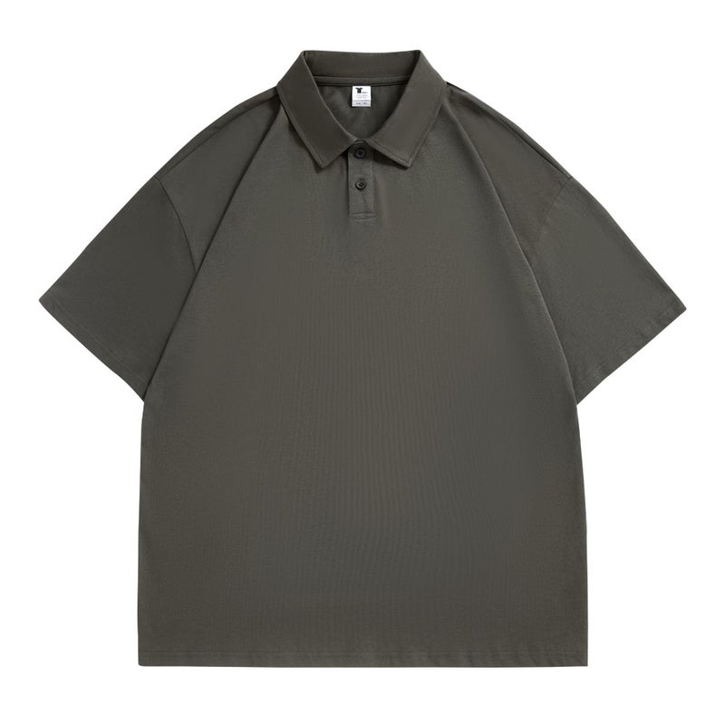 7A Antibacterial Cotton Polo Shirt Casual Loose Drop Shoulder Turn Collar T-Shirt - Image 2