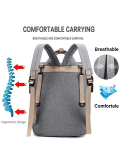 General Diaper Bag Backpack Waterproof Diaper Changing Totes Multi-Function Travel Portable Bassinet Backpack Mommy Bag Large Capacity Baby Backpack for Boy Girl Baby Shower Gifts Folding Frib (Grey)  - Image 5